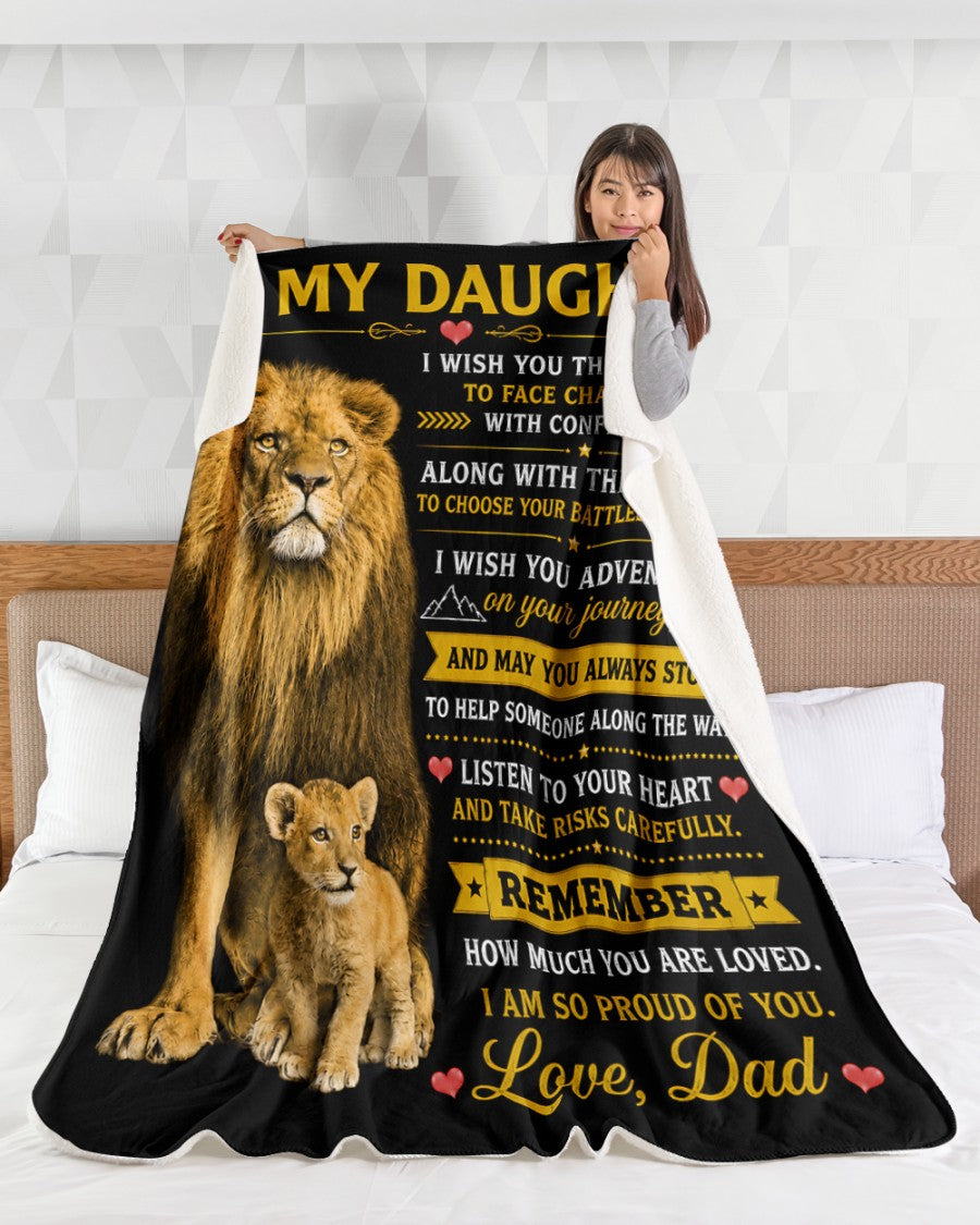 BLANKET FOR DAUGHTER –  GIFT FROM DAD Sherpa Fleece Quilt Blanket - LUNA00 (SKU2608-426)