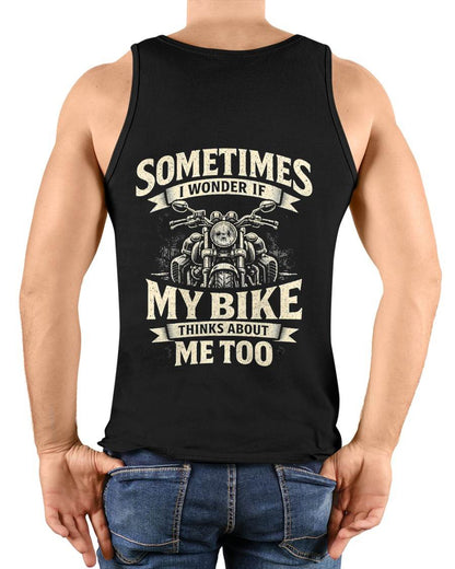 Funny Motorcycle, Quote My Bike Thinks Me Biker  - SHIRT FOR MEN - LUNA00 (SKU2607-DY-05)