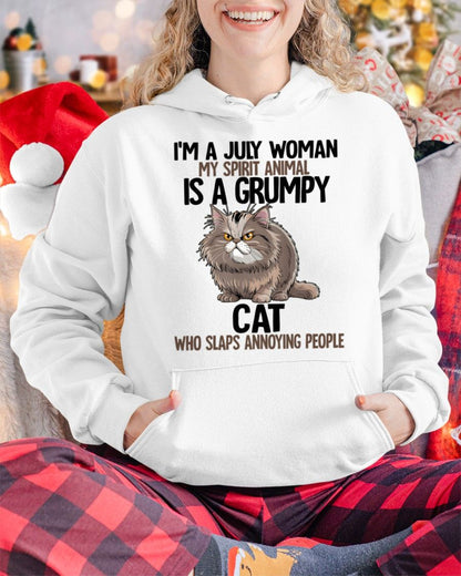 JULY - MY SPIRIT ANIMAL IS A GRUMPY CAT - BIRTHDAY SHIRT FOR WOMEN - SNOW07 (SKU12-278-07)
