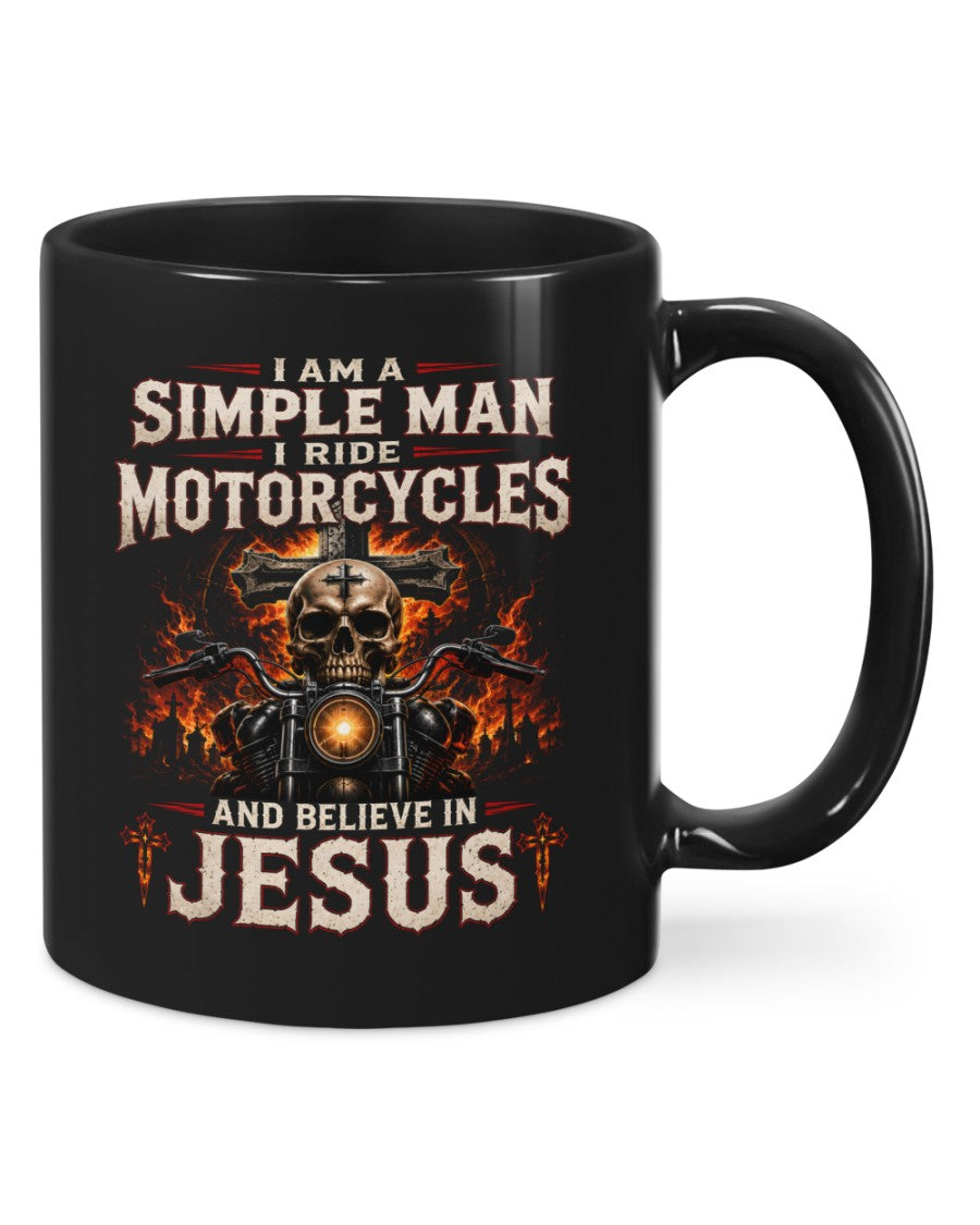 Christian Biker Mug, I Ride Motorcycles And Believe In Jesus Coffee Cup, Skull Motorcycle Gift For Men- LUNA00 (SKU2608-521)