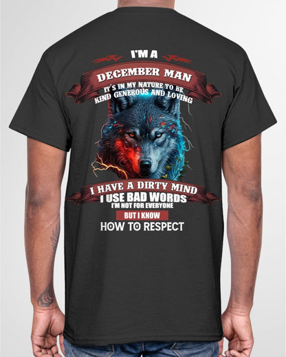 DECEMBER - KNOW HOW TO RESPECT - BIRTHDAY T-SHIRT FOR MEN - LUNA12 / male (SKU12-162-12)