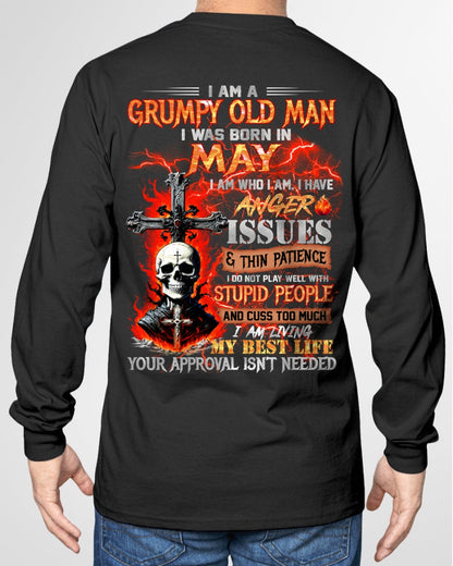 MAY - GRUMPY OLD MAN T-SHIRT - FUNNY SKULL ANGER ISSUES TEE - PERFECT GIFT FOR MEN LUNA05 / male (SKU12-319-05)