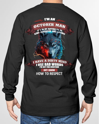 OCTOBER - KNOW HOW TO RESPECT - BIRTHDAY T-SHIRT FOR MEN - LUNA10 / male (SKU12-162-10)