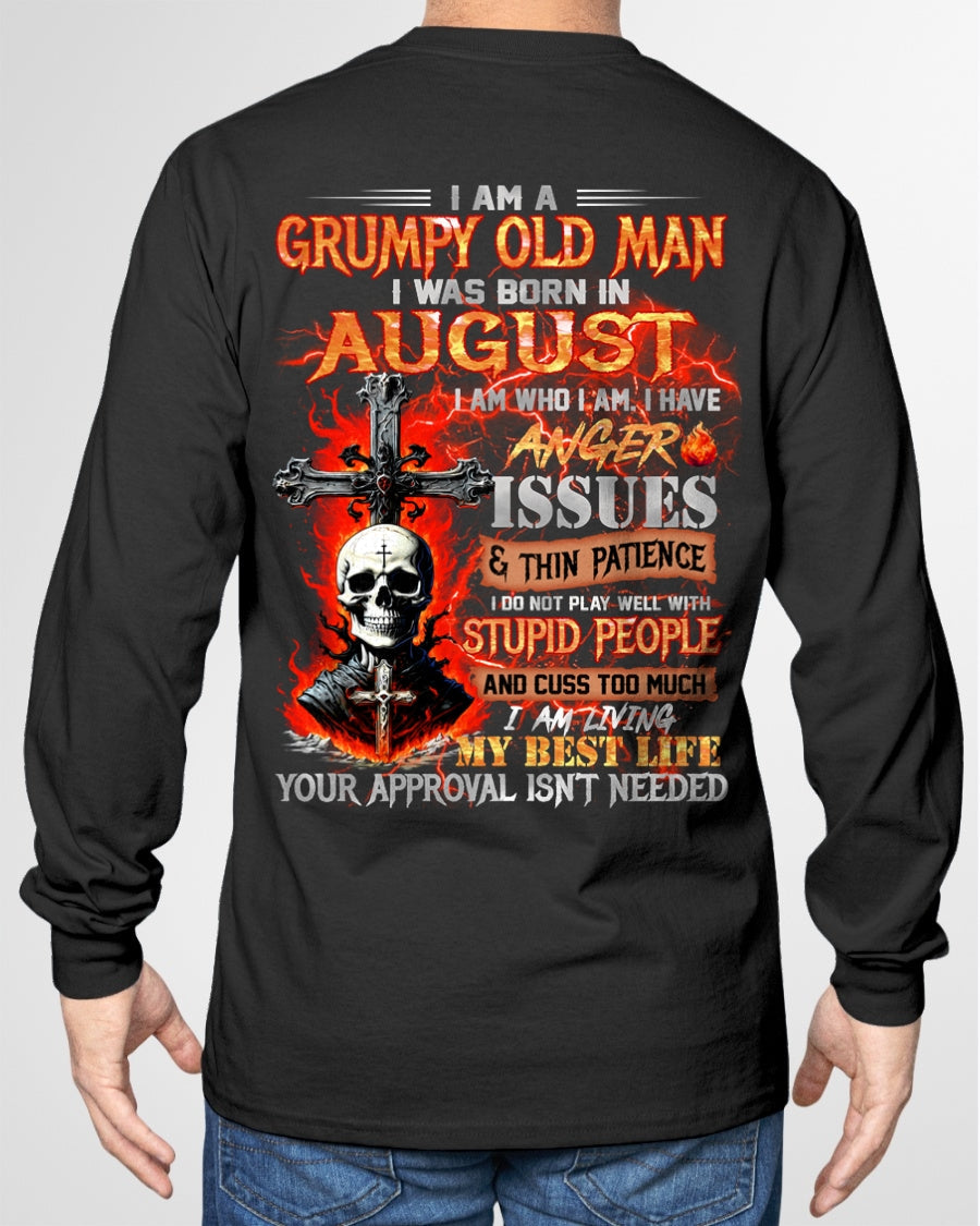 AUGUST - GRUMPY OLD MAN T-SHIRT - FUNNY SKULL ANGER ISSUES TEE - PERFECT GIFT FOR MEN LUNA08 / male (SKU12-319-08)