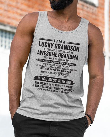 I Am A Lucky Grandson T-Shirt – Birthday Gift From May Grandma / Woman - LUNA05 (SKU11-29-05)