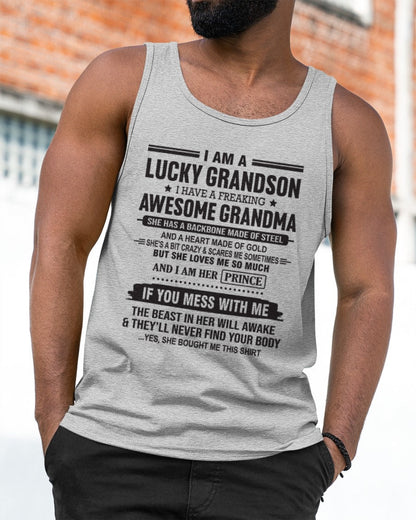 I Am A Lucky Grandson T-Shirt – Birthday Gift From Grandma / Woman - LUNA00 (SKU11-29-00)