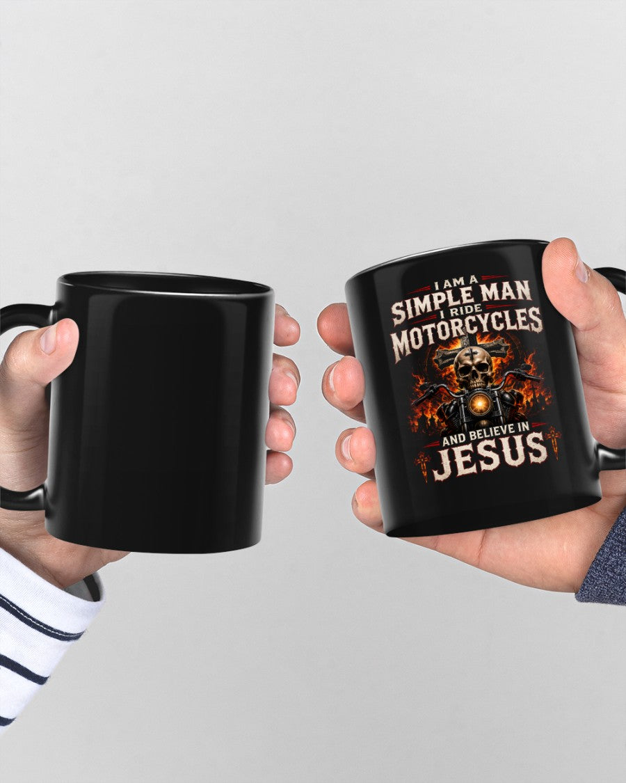 Christian Biker Mug, I Ride Motorcycles And Believe In Jesus Coffee Cup, Skull Motorcycle Gift For Men- LUNA00 (SKU2608-521)