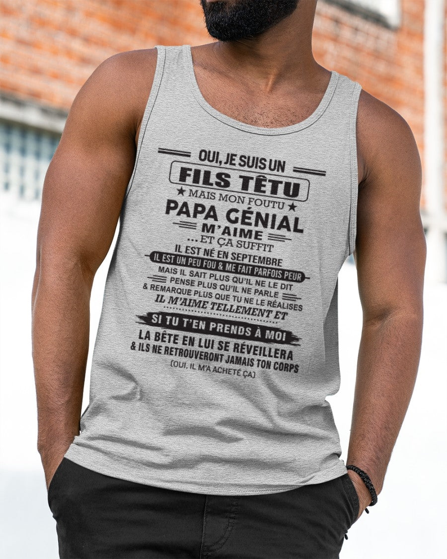 SEPTEMBRE - Oui, je suis un garçon têtu – T-shirt | Cadeau d’anniversaire de papa pour son fils - LUNA09 / fr09 (SKU12-260-09)