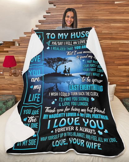 TO MY HUSBAND - GIFT FROM WIFE - Sherpa Fleece Quilt Blanket (SKU2603-230)