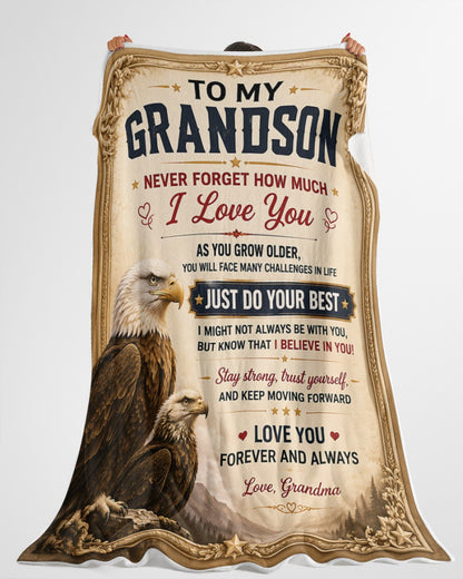 BLANKET FOR GRANDSON – COMFORT & WARMTH GIFT FROM GRANDMA Sherpa Fleece Quilt Blanket LUNA (SKU2608-481)