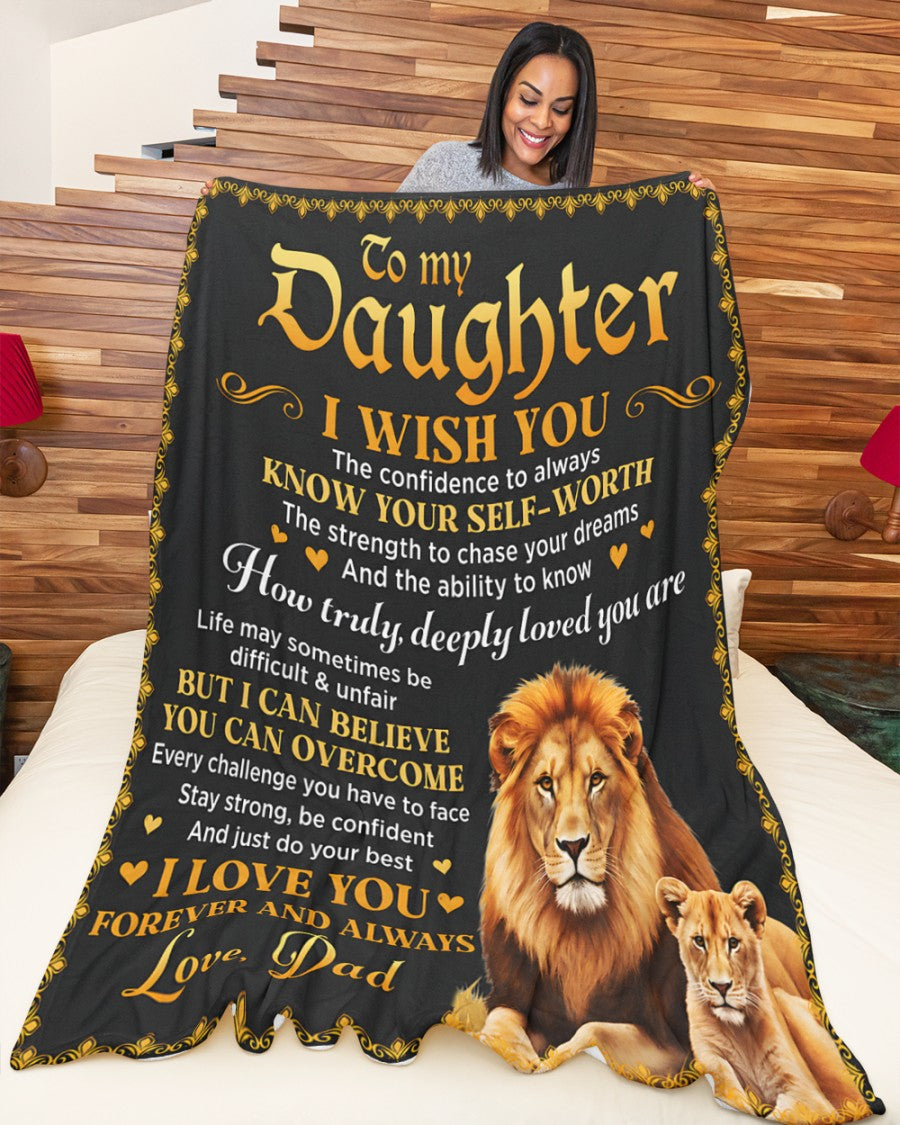 TO MY DAUGHTER  - GIFT FROM DAD- Sherpa Fleece Quilt Blanket (SKU2606-12)