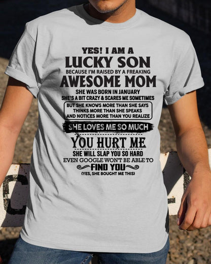 January - Yes! I'm A Lucky Son - Perfect Gift For Your Son From Mom - LUNA01 (SKU-LKW-01)