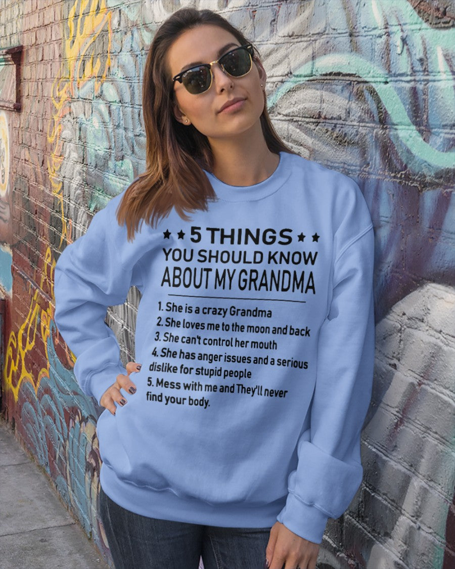 5 THINGS  YOU SHOULD KNOW ABOUT MY GRANDMA - Gift for granddaughter LUNA00 (SKU10-18)