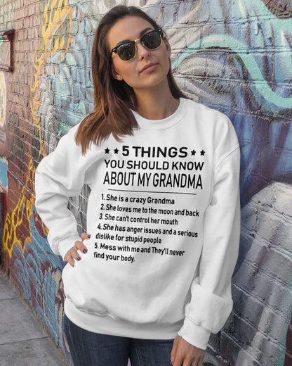 5 THINGS  YOU SHOULD KNOW ABOUT MY GRANDMA - Gift for granddaughter LUNA00 (SKU10-18)