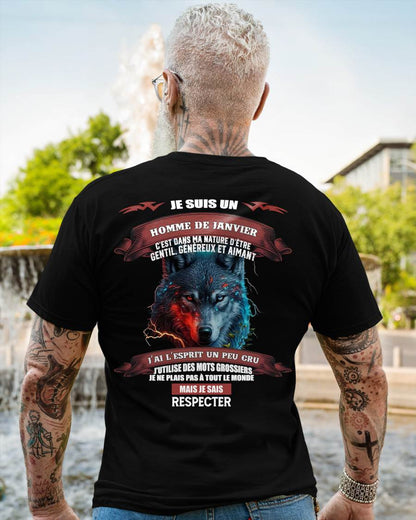 JANVIER -  JE SAIS RESPECTER – T-SHIRT D’ANNIVERSAIRE POUR HOMME - frSNOW01 (SKU12-266-01)