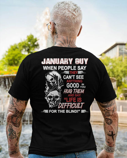 JANUARY - HUG THEM AND SAY... - BIRTHDAY T-SHIRT FOR MEN - SNOW01 (SKU12-253-01)