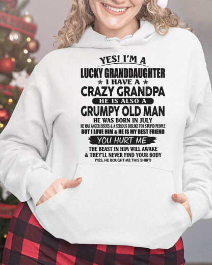 JULY - LUCKY GRANDDAUGHTER OF CRAZY GRANDPA - PERFECT GIFT FOR YOUR GRANDDAUGHTER FROM GRANDPA - LUNA07 (SKU10-150-07)