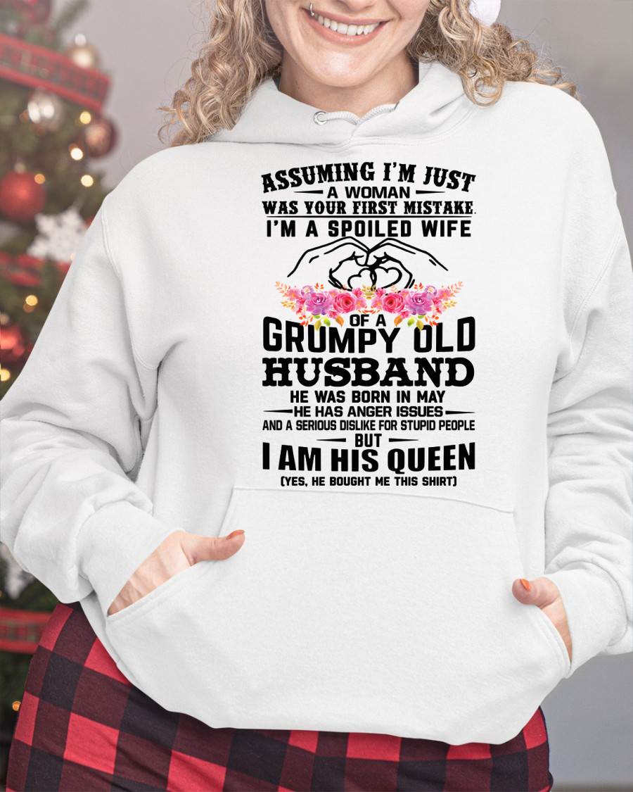 May - Spoiled Wife T-Shirt – Grumpy Old Husband Funny Tee - Perfect Gift From Husband - LUNA05 (SKU11-101-05)