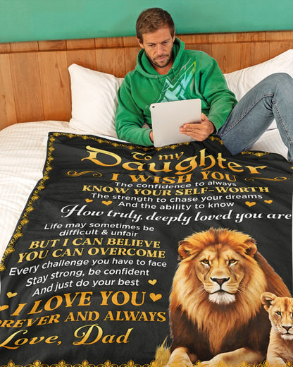 TO MY DAUGHTER  - GIFT FROM DAD- Sherpa Fleece Quilt Blanket (SKU2606-12)
