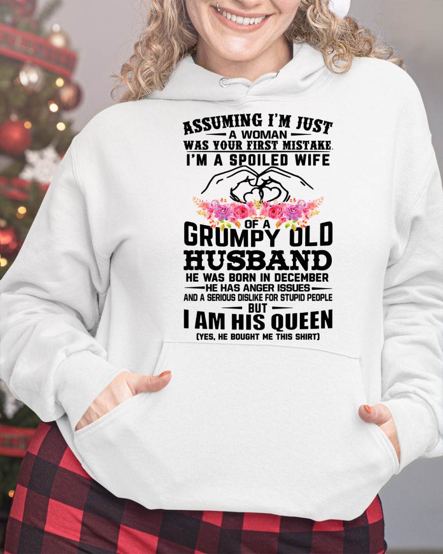 December - Spoiled Wife T-Shirt – Grumpy Old Husband Funny Tee - Perfect Gift From Husband - LUNA12 (SKU11-101-12)