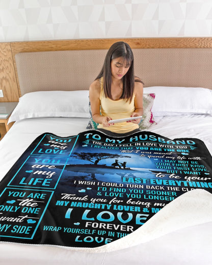 TO MY HUSBAND - GIFT FROM WIFE - Sherpa Fleece Quilt Blanket (SKU2603-230)