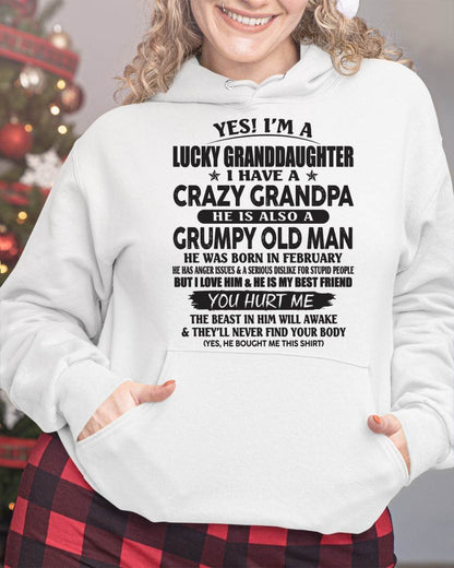 FEBRUARY - LUCKY GRANDDAUGHTER OF CRAZY GRANDPA - PERFECT GIFT FOR YOUR GRANDDAUGHTER FROM GRANDPA - LUNA02 (SKU10-150-02)