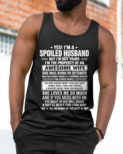 OCTOBER - I'M A SPOILED HUSBAND BUT I'M NOT YOURS - SHIRT FROM WIFE TO HUSBAND – LUNA10 (SKU2608-628-10)