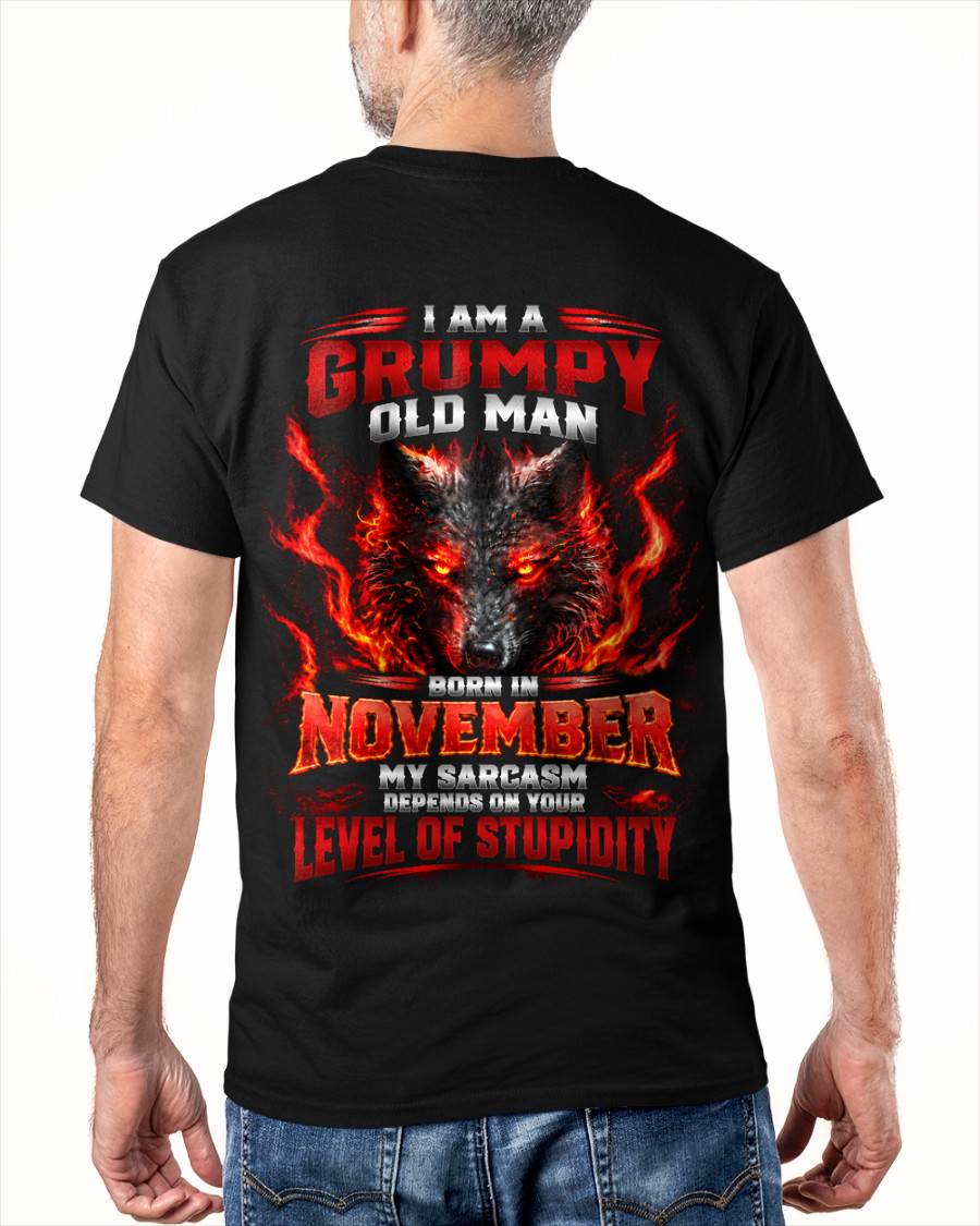 NOVEMBER - I AM A GRUMPY OLD MAN MY SARCASM DEPENDS ON YOUR LEVEL OF STUPIDITY - SHIRT FOR MEN - LUNA11 (SKU2609-286-11)