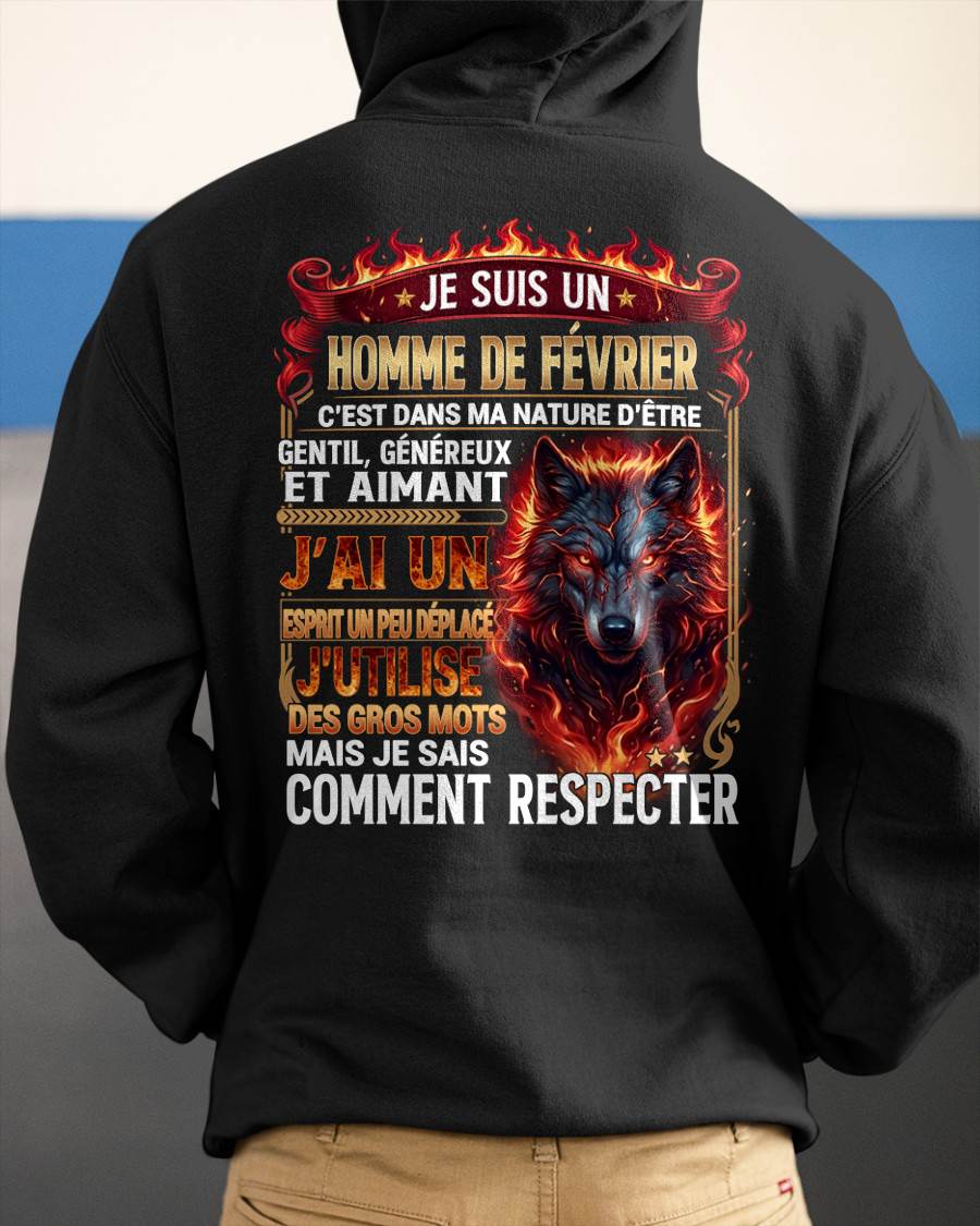 FÉVRIER – ESPRIT MALICIEUX MAIS SAIT RESPECTER - T-SHIRT ANNIVERSAIRE HOMME - IMPRESSION DTG PREMIUM - frLUNA02 (SKU2604-87-02)