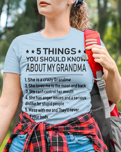 5 THINGS  YOU SHOULD KNOW ABOUT MY GRANDMA - Gift for granddaughter LUNA00 (SKU10-18)