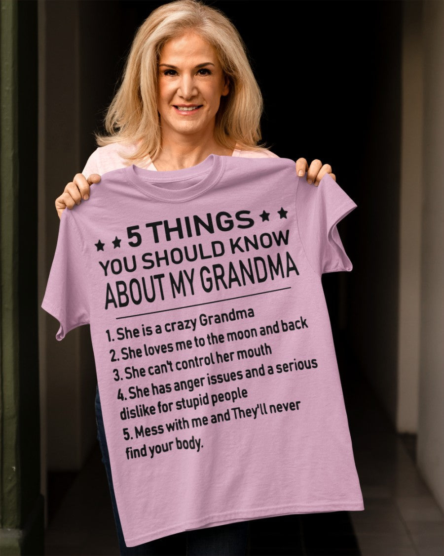 5 THINGS  YOU SHOULD KNOW ABOUT MY GRANDMA - Gift for granddaughter LUNA00 (SKU10-18)
