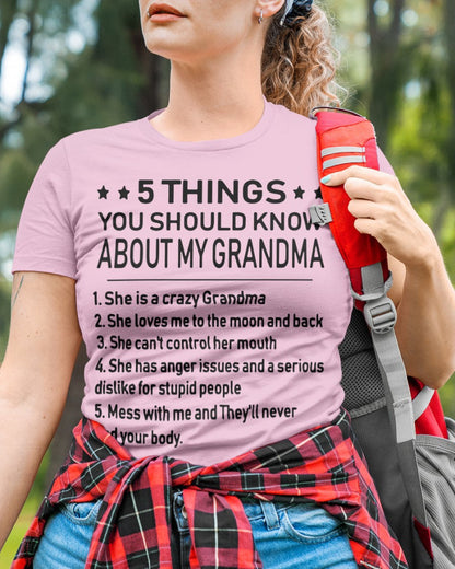 5 THINGS  YOU SHOULD KNOW ABOUT MY GRANDMA - Gift for granddaughter LUNA00 (SKU10-18)