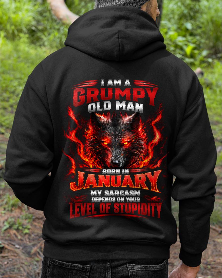 JANUARY - I AM A GRUMPY OLD MAN MY SARCASM DEPENDS ON YOUR LEVEL OF STUPIDITY - SHIRT FOR MEN - LUNA01 (SKU2609-286-01)