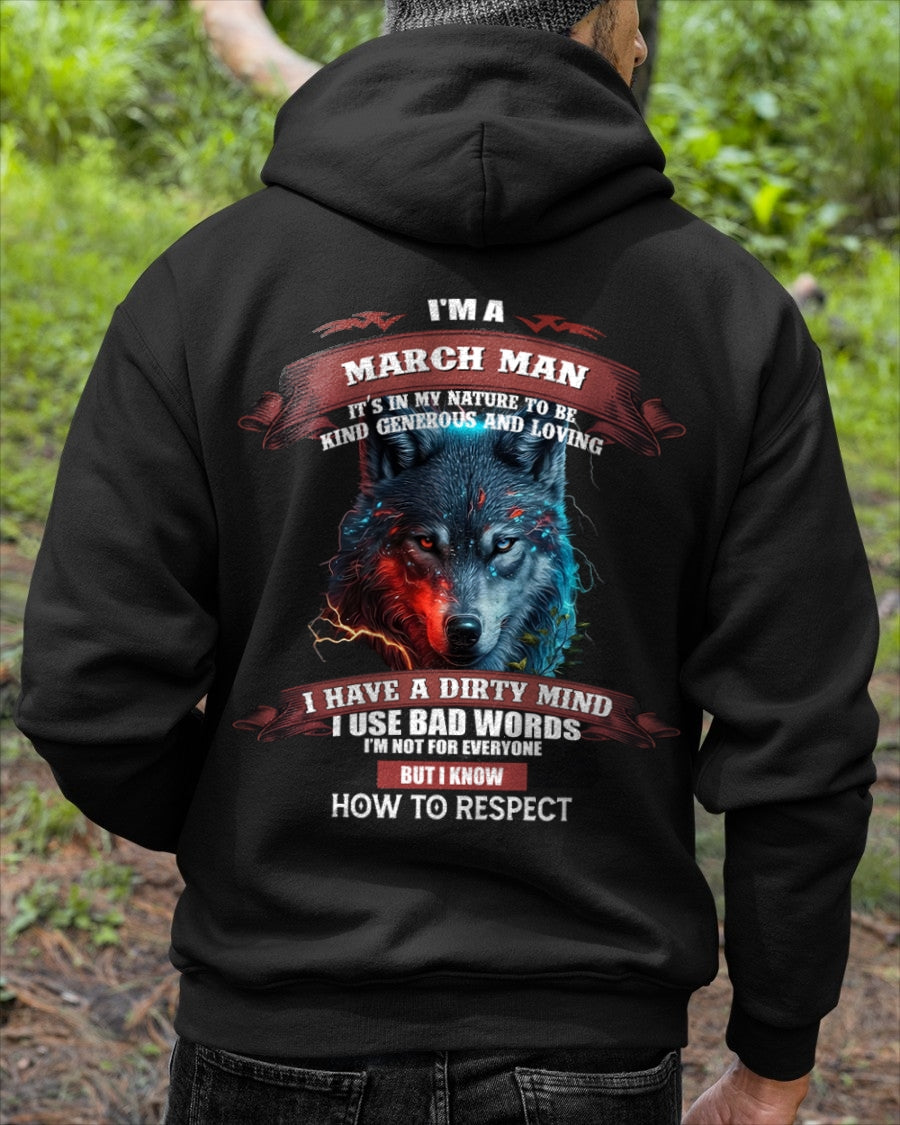 MARCH - KNOW HOW TO RESPECT - BIRTHDAY T-SHIRT FOR MEN - LUNA03 / male (SKU12-162-03)