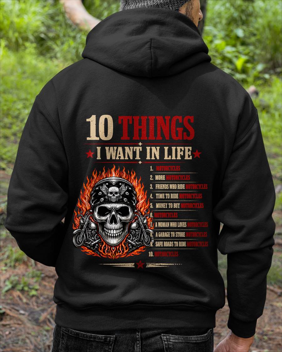 10 THINGS I WANT IN LIFE, BIKER - SHIRT FOR MEN - LUNA00 (SKU2608-35)