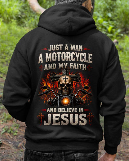 JUST A MAN A MOTORCYCLE AND MY FAITH IN JESUS - SHIRT FOR MEN - LUNA00 (SKU2608-526)