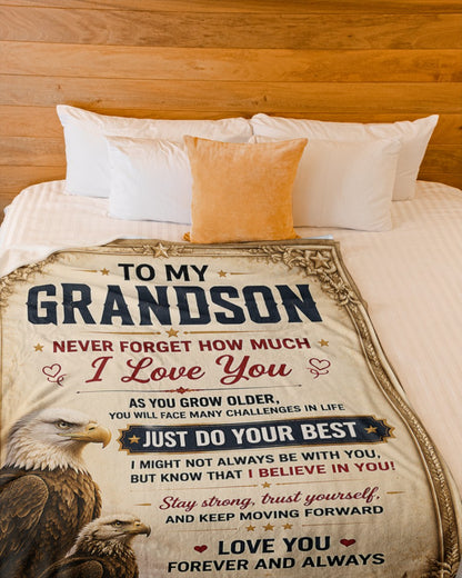 BLANKET FOR GRANDSON – COMFORT & WARMTH GIFT FROM GRANDMA Sherpa Fleece Quilt Blanket LUNA (SKU2608-481)