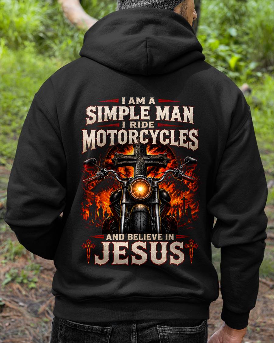 I AM A SIMPLE MAN, BIKER I RIDE MOTORCYCLES AND BELIEVE IN JESUS GOD IS MY GUIDE - SHIRT FOR MEN - LUNA00 (SKU2608-546)