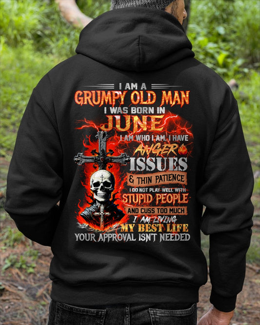 JUNE - GRUMPY OLD MAN T-SHIRT - FUNNY SKULL ANGER ISSUES TEE - PERFECT GIFT FOR MEN LUNA06 / male (SKU12-319-06)