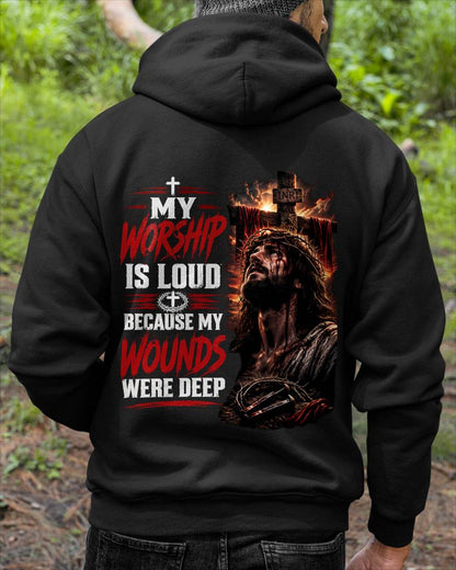 MY WORSHIP IS LOUD  BECAUSE MY WOUNDS WERE DEEP THANK YOU GOD - SHIRT FOR MEN - LUNA00 (SKU2608-111)