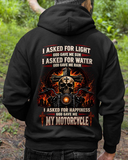 I ASKED FOR LIGHT GOD GAVE ME SUN, I ASKED FOR JOY GOD GAVE ME MY MOTORCYCLE - SHIRT FOR MEN - LUNA00 (SKU2608-443)