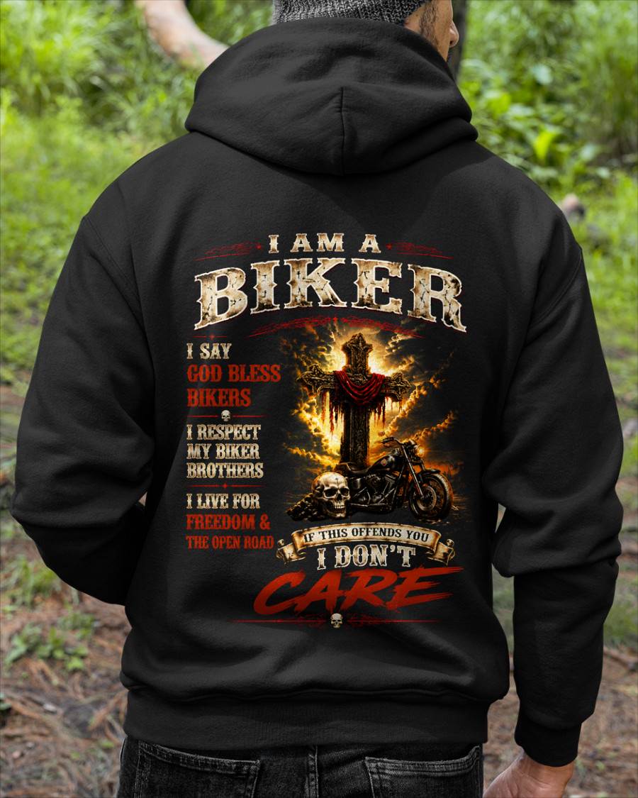 I AM A BIKER GOD BLESS BIKERS RESPECT MY BROTHERS LIVE FOR FREEDOM & THE OPEN ROAD - SHIRT FOR MEN - LUNA00 (SKU2608-172)