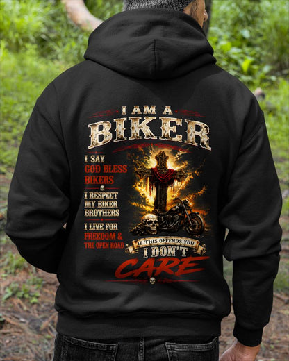 I AM A BIKER GOD BLESS BIKERS RESPECT MY BROTHERS LIVE FOR FREEDOM & THE OPEN ROAD - SHIRT FOR MEN - LUNA00 (SKU2608-172)