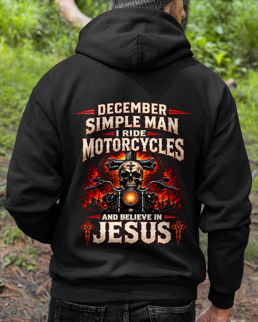 DECEMBER - SIMPLE MAN I RIDE MOTORCYCLES AND BELIEVE IN JESUS - SHIRT FOR MEN - LUNA12 (SKU2609-102-12)