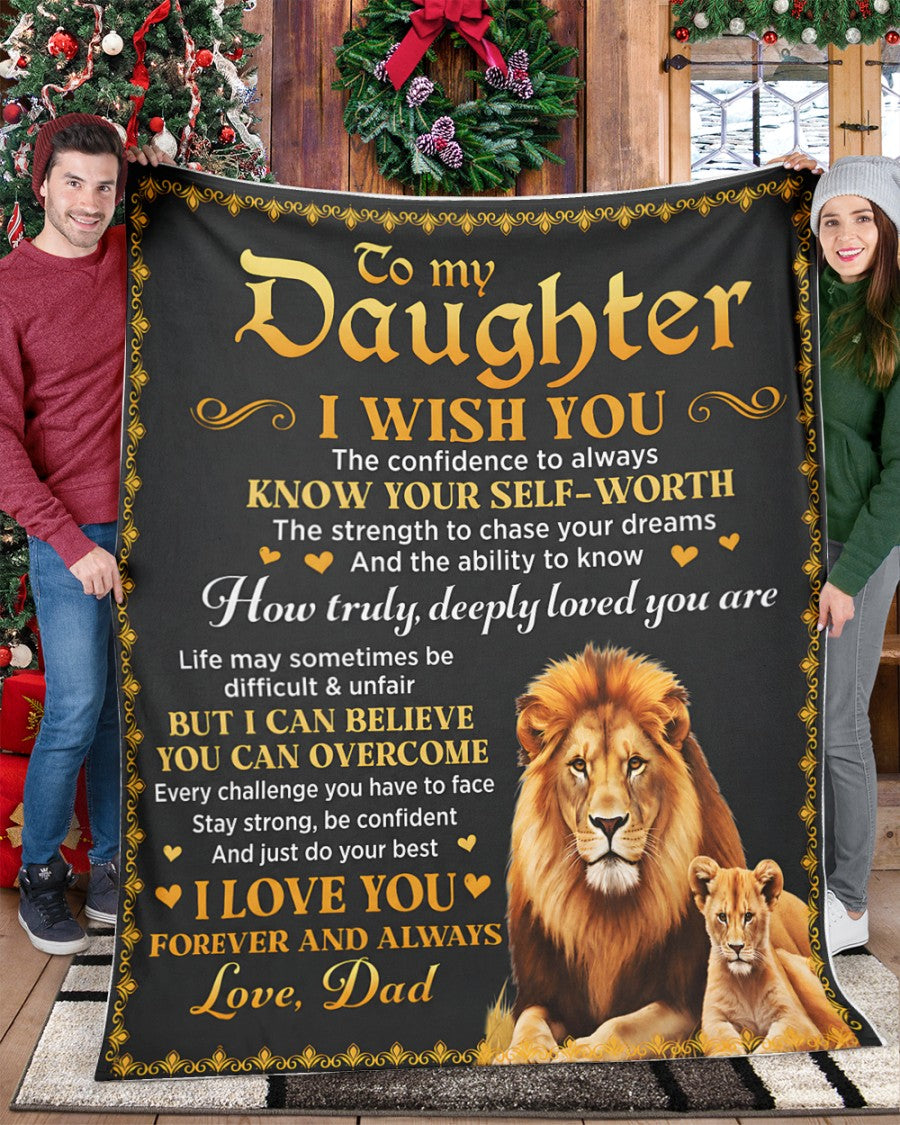 TO MY DAUGHTER  - GIFT FROM DAD- Sherpa Fleece Quilt Blanket (SKU2606-12)