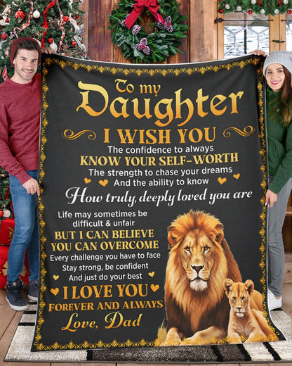 TO MY DAUGHTER  - GIFT FROM DAD- Sherpa Fleece Quilt Blanket (SKU2606-12)