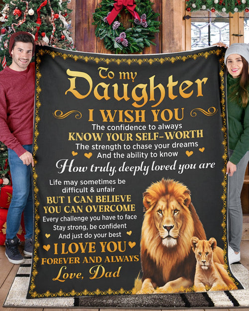 TO MY DAUGHTER  - GIFT FROM DAD- Sherpa Fleece Quilt Blanket (SKU2606-12)