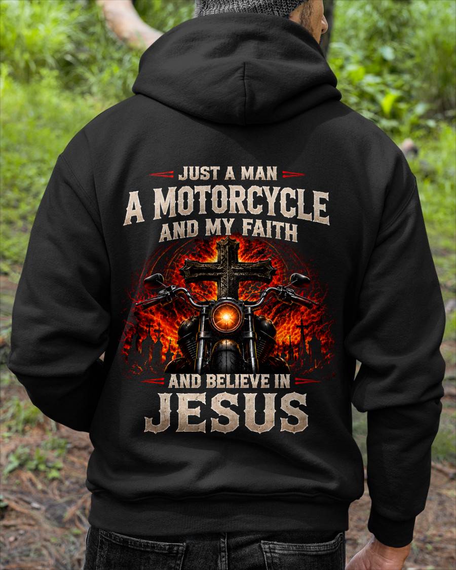 JUST A MAN A MOTORCYCLE MY FAITH IN JESUS - SHIRT FOR MEN - LUNA00 (SKU2608-578)