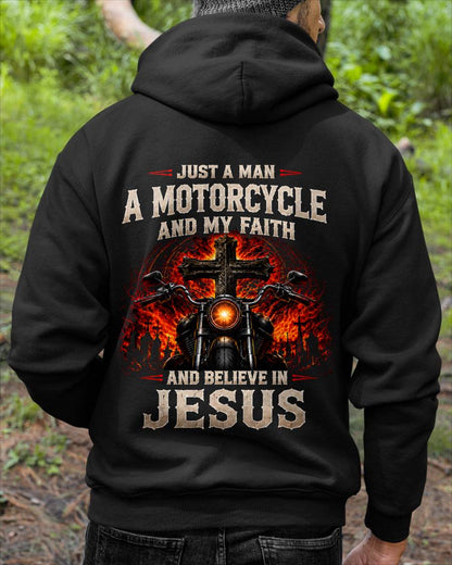 JUST A MAN A MOTORCYCLE MY FAITH IN JESUS - SHIRT FOR MEN - LUNA00 (SKU2608-578)