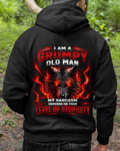 I AM A GRUMPY OLD MAN MY SARCASM DEPENDS ON YOUR LEVEL OF STUPIDITY - SHIRT FOR MEN - LUNA00 (SKU2609-286-00)